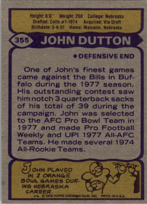 1979 Topps #355 John Dutton back image