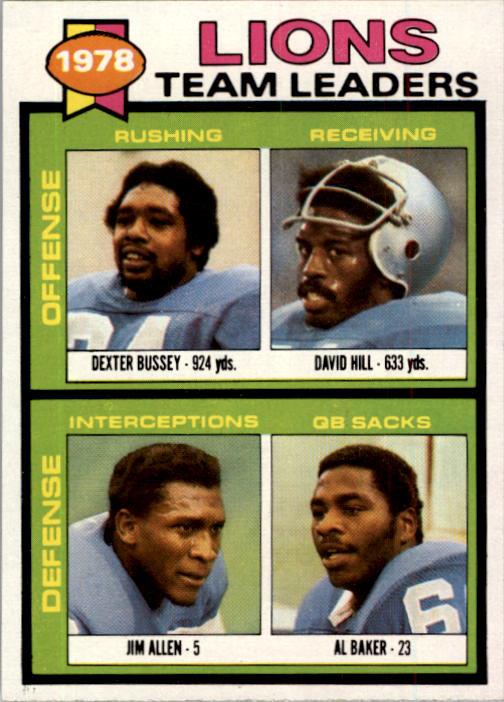 1979 Topps #357 Detroit Lions TL/Dexter Bussey/David Hill/Jim Allen/Al(Bubba) Baker/(checklist back)