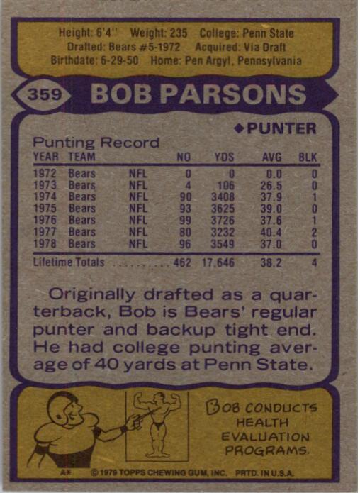 1979 Topps #359 Bob Parsons back image