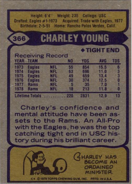 1979 Topps #366 Charle Young back image