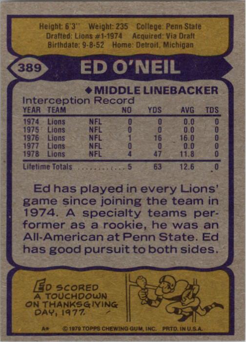 1979 Topps #389 Ed O'Neil RC back image