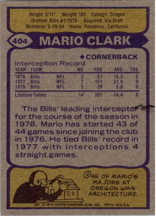 1979 Topps #404 Mario Clark back image