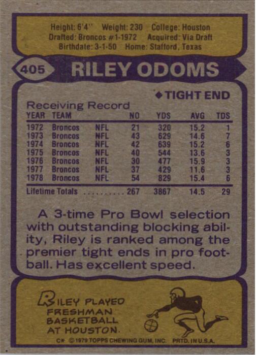 1979 Topps #405 Riley Odoms back image
