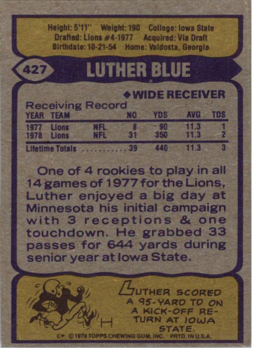 1979 Topps #427 Luther Blue RC back image