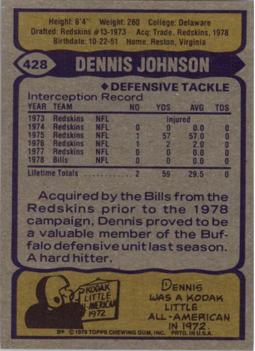 1979 Topps #428 Dennis Johnson back image