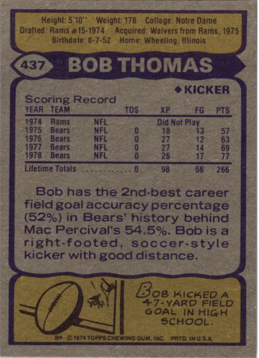 1979 Topps #437 Bob Thomas back image