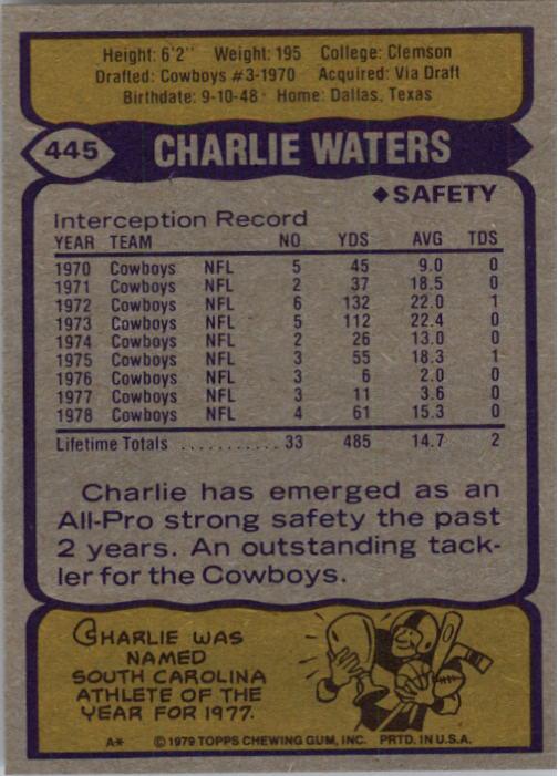 1979 Topps #445 Charlie Waters back image