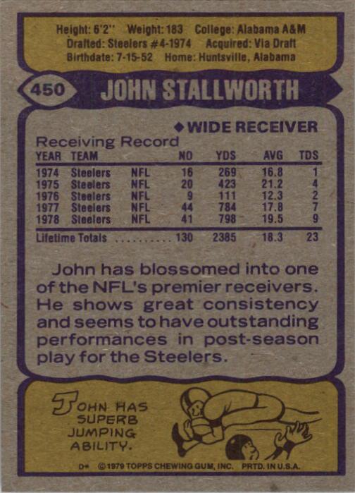 1979 Topps #450 John Stallworth back image