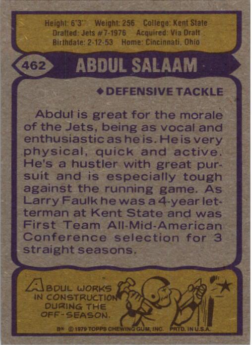 1979 Topps #462 Abdul Salaam back image