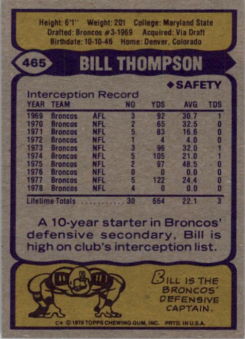 1979 Topps #465 Bill Thompson AP back image