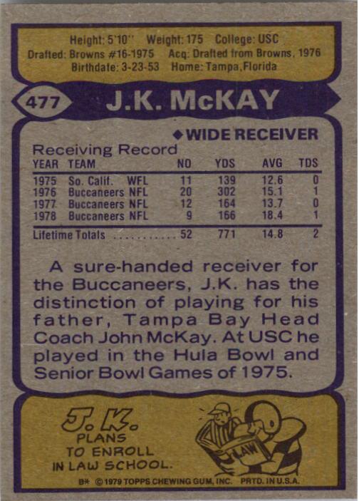 1979 Topps #477 J.K. McKay back image