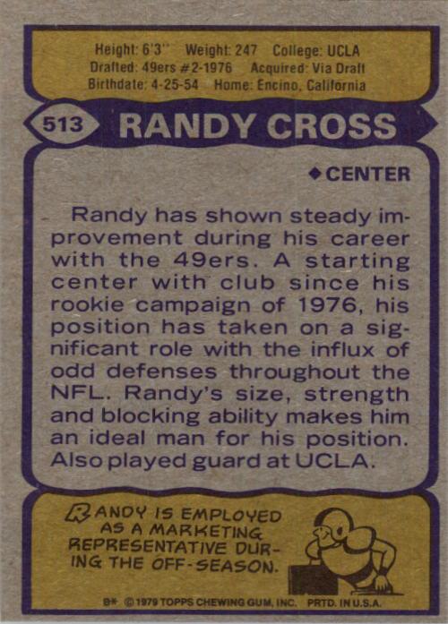 1979 Topps #513 Randy Cross back image