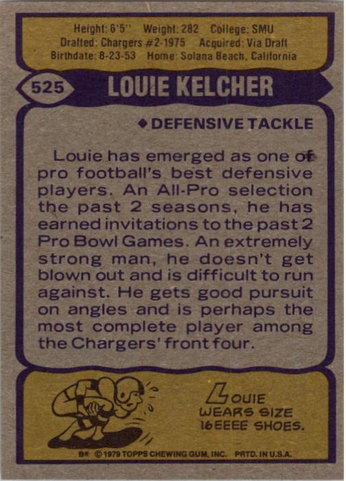 1979 Topps #525 Louie Kelcher AP back image