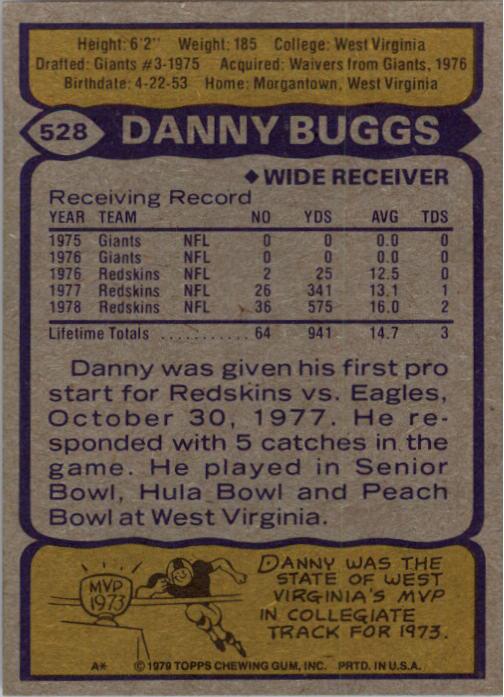 1979 Topps #528 Danny Buggs back image