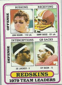 1980 Topps #19 Wash. Redskins TL/John Riggins/Danny Buggs/Joe Lavender/Coy Bacon/(checklist back)