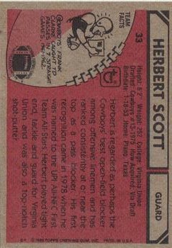 1980 Topps #33 Herb Scott RC back image