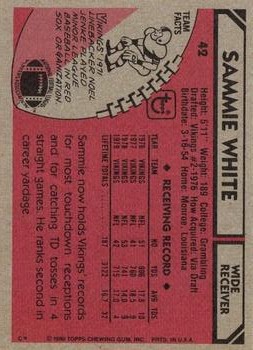 1980 Topps #42 Sammie White back image