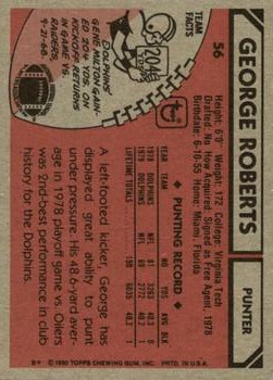 1980 Topps #56 George Roberts back image