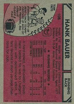 1980 Topps #108 Hank Bauer back image