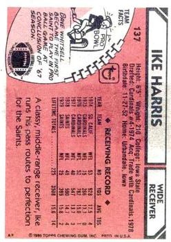 1980 Topps #137 Ike Harris back image