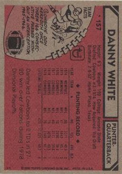 1980 Topps #157 Danny White back image