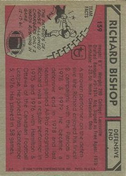 1980 Topps #159 Richard Bishop AP back image