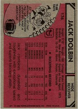 1980 Topps #176 Jack Dolbin back image