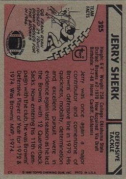 1980 Topps #325 Jerry Sherk back image