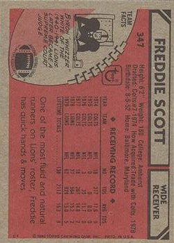 1980 Topps #347 Freddie Scott back image