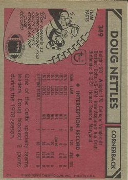 1980 Topps #349 Doug Nettles back image