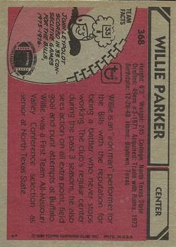1980 Topps #368 Willie Parker C back image