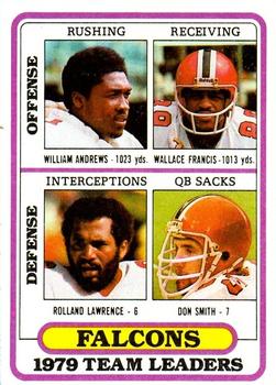 1980 Topps #411 Atlanta Falcons TL/William Andrews/Wallace Francis/Rolland Lawrence/Don Smith/(checklist back)
