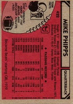 1980 Topps #422 Mike Phipps back image