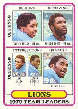 1980 Topps #488 Detroit Lions TL/Dexter Bussey/Freddie Scott/Jim Allen/Luther Bradley/Al(Bubba) Baker/(checklist back)