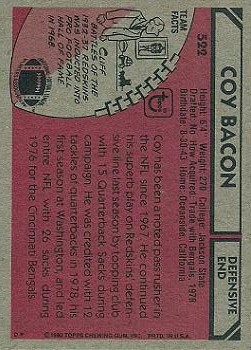 1980 Topps #522 Coy Bacon back image