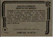 1980 Fleer Team Action #14 Dallas Cowboys/Man In The Middle/(Bob Breunig) back image