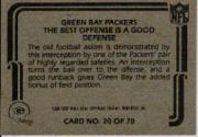 1980 Fleer Team Action #20 Green Bay Packers/The Best Offense/Is A Good Defense back image