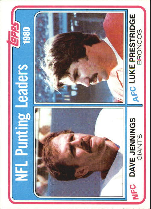 1981 Topps #6 Punting Leaders/Dave Jennings/Luke Prestridge