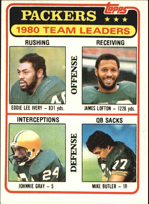 1981 Topps #151 Green Bay Packers TL/Eddie Lee Ivery/James Lofton/Johnnie Gray/Mike Butler/(checklist back)