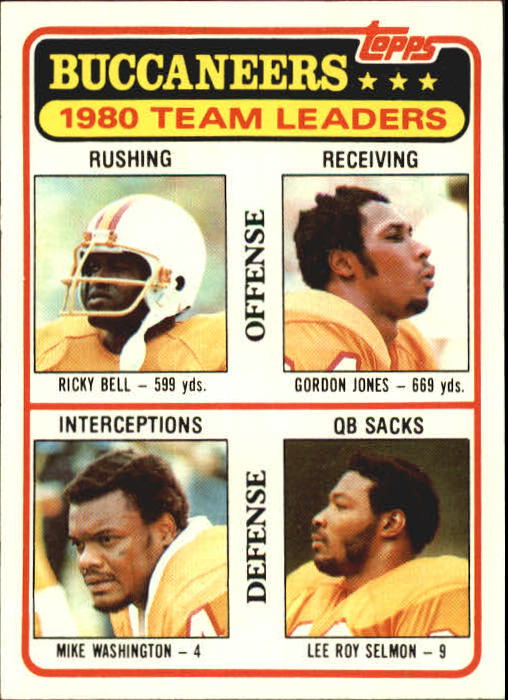 1981 Topps #169 Tampa Bay Bucs TL/Ricky Bell/Gordon Jones/Mike Washington/Lee Roy Selmon/(checklist back)