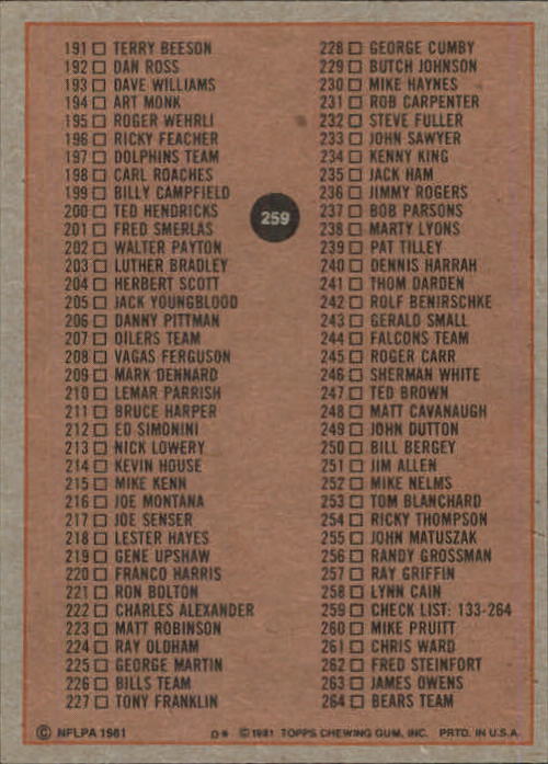 B2883- 1981 Topps FB #s 201-300 MOST STOCK PHOTOS -You Pick- 15+ FREE US SHIP - Picture 131 of 243
