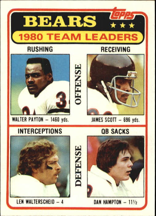 1981 Topps #264 Chicago Bears TL/Walter Payton/James Scott/Len Walterscheid/Dan Hampton/(checklist back)