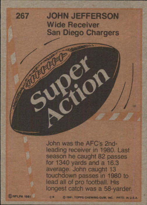 1981 Topps #267 John Jefferson SA back image