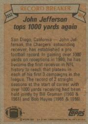 1981 Topps #332 John Jefferson RB/Most Consec. Seasons,/1000 Yards Receiving,/Start of Career back image