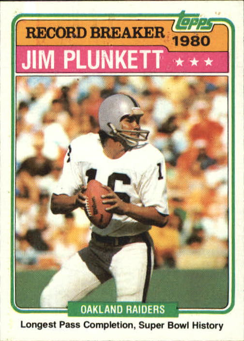 1981 Topps #335 Jim Plunkett RB/Longest Pass,/Super Bowl History