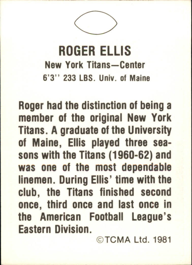 1981 TCMA Greats #15 Roger Ellis back image