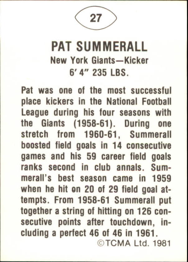 B2243- 1981-87 TCMA Football Greats Card #s 1-90 -You Pick- 15+ FREE US SHIP - Picture 55 of 155
