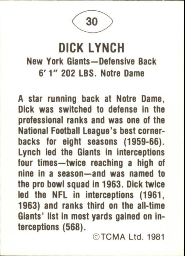 B2243- 1981-87 TCMA Football Greats Card #s 1-90 -You Pick- 15+ FREE US SHIP - Picture 61 of 155