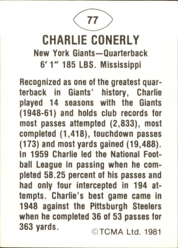 B2243- 1981-87 TCMA Football Greats Card #s 1-90 -You Pick- 15+ FREE US SHIP - Picture 153 of 155