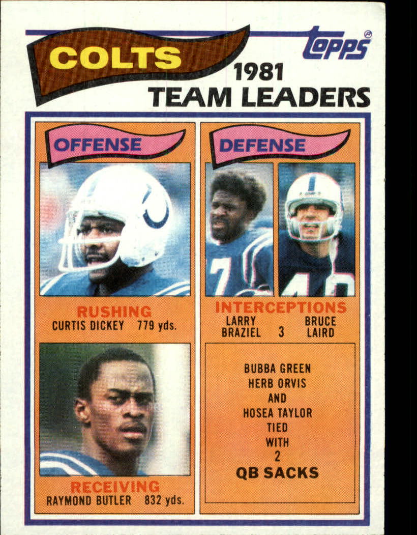 1982 Topps #10 Baltimore Colts TL/Curtis Dickey/Raymond Butler/Larry Braziel/Bruce Laird